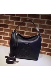 Replica Gucci Soho Medium Tote Bag Calfskin Leather 408825 black HV01721nB47