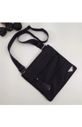 Replica Prada Nylon and leather shoulder bag BT0741 black HV03658Jw87