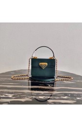 Replica Prada Saffiano leather Prada Symbole bag 1BN021 blackish green HV05153ls37