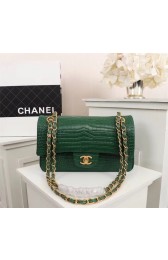 Replica Top Chanel Classic Handbag Alligator & Gold-Tone Metal A01112 green HV11246Cq58
