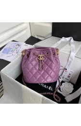 Replica Top Chanel Drawstring Sheepskin bag AS2057 purple HV11479ll80