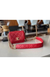 Replica Top Chanel small flap bag Lambskin & Gold-Tone Metal AS2051 red HV01363Vx24