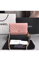 Replica Top Chanel WOC Mini Shoulder Bag Original Caviar leather B33814 pink gold chain HV02851Cq58