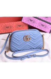 Replica Top Gucci GG Marmont Matelasse Shoulder Bag 447632 Light blue HV07933Vx24