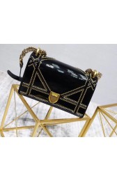 SMALL DIORAMA BAG IN BLACK-TONE STUDDED METALLIC CALFSKIN WITH LARGE CANNAGE MOTIF M0421 HV06861gN72