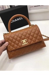 Top Chanel Classic Top Handle Bag A92991 Light brown Gold chain HV02905yq38
