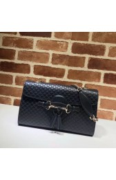 Top Gucci GG Leather Shoulder Bag 449635 black HV01846lE56