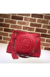 Top Gucci Soho Medium Tote Bag Calfskin Leather 308982 Cherry HV09840yq38