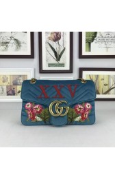 Top Gucci Velvet GG Shoulder Bag 443496 Light blue HV04036lE56