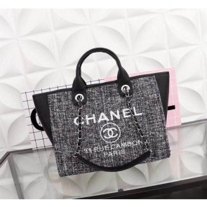 AAA 1:1 Chanel Canvas Tote Shopping Bag 8098 grey HV00361yF79