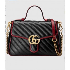 AAA 1:1 Gucci GG Marmont Mini Top Handle Bag 547260 Black&Wine HV05891vi59