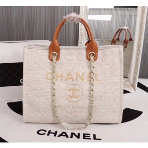 AAAAA Chanel Canvas Tote Shopping Bag 8099 off-white HV03437aM93