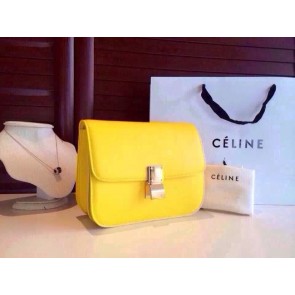 AAAAA Imitation Celine Classic Box Flap Bag Calfskin Leather 2263 Yellow HV08790oT91