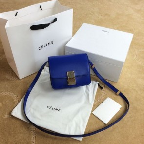 AAAAA Knockoff Celine Classic Box mini Flap Bag Smooth Leather 11041 Brilliant blue HV02679Pg26