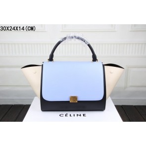 Best Replica Celine Trapeze Bag Original Leather 3342 sky blue&black&off white HV00500bj75