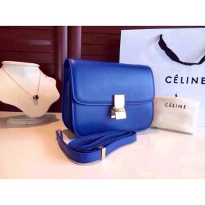 Celine Classic Box Flap Bag Calfskin Leather 2263 Blue HV01895VF54