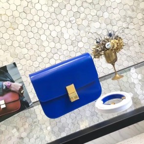 Celine Classic Box Small Flap Bag Calf leather 5698 blue HV09923bm74
