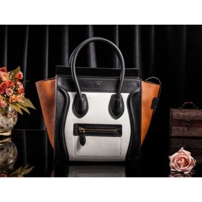 Celine Luggage Tote Bag Original Leather 3308 White&Black&Brown HV07349Kd37
