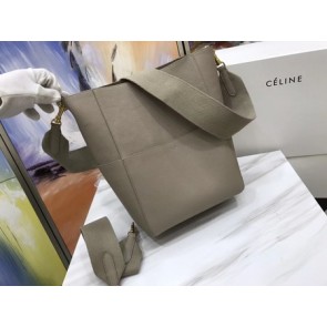 Celine SEAU SANGLE Original Calfskin Leather Shoulder Bag 3369 Light gray HV00029sf78