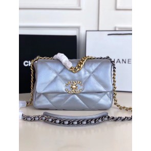Chanel 19 flap bag AS1160 silver HV10457cP15