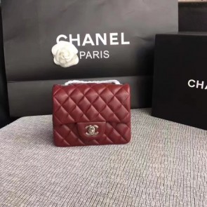 Chanel Classic Flap Bag original Sheepskin Leather 1115 wine silver chain HV09347gE29