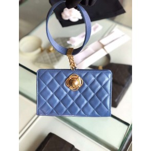 Chanel clutch Lambskin & Gold-Tone Metal AS0178 blue HV11718Gh26