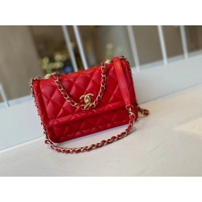 Chanel flap bag Calfskin & Gold-Tone Metal AS2055 red HV06974nS91