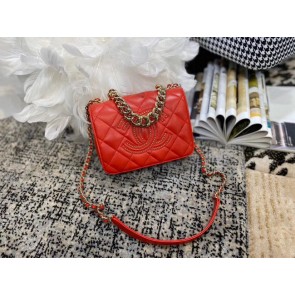 Chanel Lambskin flap bag AS1514 red HV09809Jz48