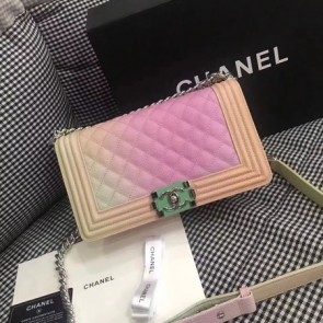Chanel LE BOY Original Caviar Leather Shoulder Bag F67086 Rainbow rose HV00612Ty85