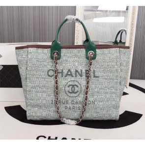 Chanel Medium Canvas Tote Shopping Bag 8099 green HV10239fJ40