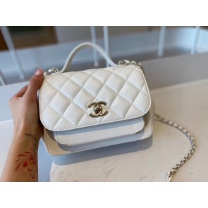 Chanel small flap bag Calfskin & Gold-Tone Metal A93749 white HV09395De45