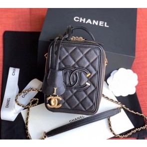 Chanel vanity case Grained Calfskin & Gold-Tone Metal AS0988 black HV08205mm78