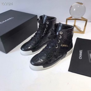 Copy Chanel Shoes Crocodile CH2535JYX Black HV06006Kn92