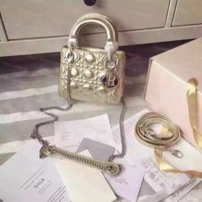 Dior Lady Mini Bag Sheepskin Leather 5500 Gold HV09765pB23