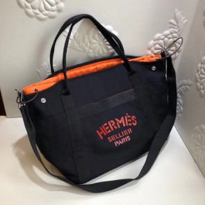 Fake 1:1 Hermes Canvas Shopping Bag H0734 black HV05567YK70