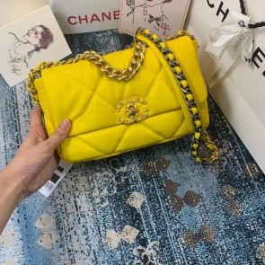 Fake Chanel 19 flap bag AS1160 AS1161 AS1162 yellow HV06454kw88