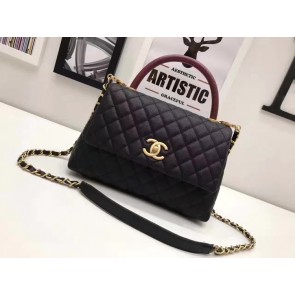 Fake Chanel Classic Red Top Handle Bag Original Leather A92991 black Gold chain HV00078eZ32