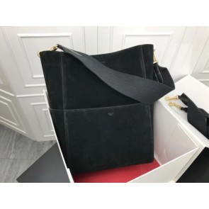 Fake Cheap Celine Seau Sangle Original Suede Leather Shoulder Bag 3369 black HV00714Kt89