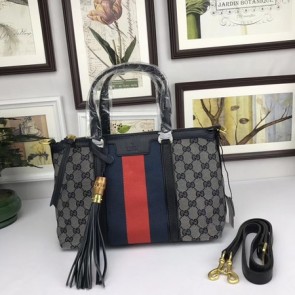 Fake Gucci GG Canvas Top Handle Bags 353114 blue HV03728eZ32