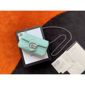Fake Gucci GG Marmont super mini bag 476433 Pastel green HV08539tu77