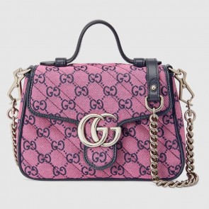 Gucci GG Marmont Multicolor mini top handle bag 583571 Pink and blue HV06738cf57