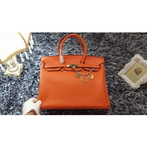Hermes Birkin 35cm tote bag litchi leather H35 orange HV08716UF26