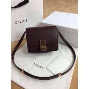 Imitation Celine Classic Box mini Flap Bag Smooth Leather 11041 Burgundy HV07754KV93