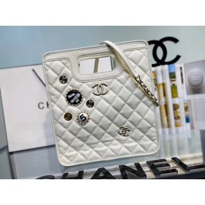 Knockoff Chanel Original Soft Leather Bag & Gold-Tone Metal AS1431 white HV08792cS18