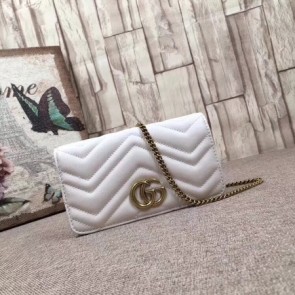 Knockoff Gucci GG Marmont original mini calfskin shoulder bag 488426 white HV04082ch31
