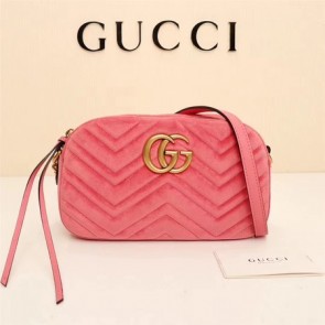 Knockoff Gucci GG Marmont Velvet leather Shoulder Bag 447632 pink HV01928vf92