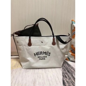Knockoff Hermes Canvas Shopping Bag H0734 white HV10776yN38