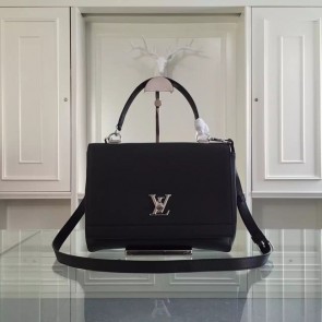 Louis Vuitton original litchi leather tote bag 50250 black HV08958Yo25