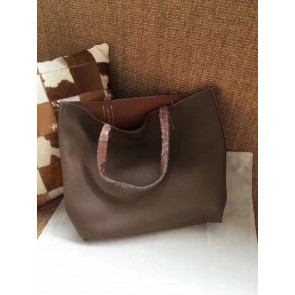 Luxury Hermes Shopping Bag Totes Clemence H036 Orange&dark grey HV03391QT69