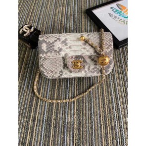 Luxury Replica Chanel Original Small Snake skin flap bag AS1116 light grey HV08499vv50